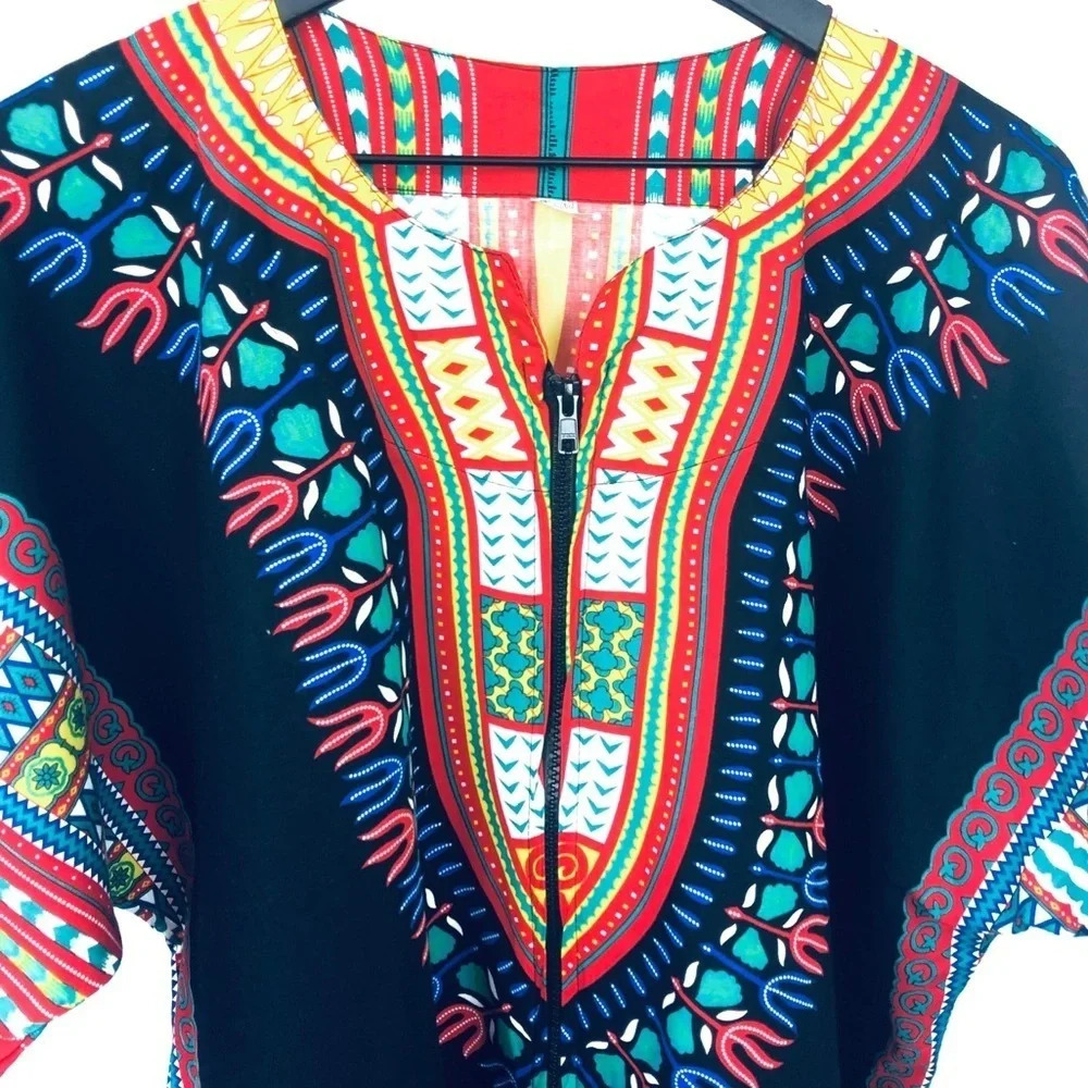African Inspired Dashiki- NWOT Zipper 100% Cotton